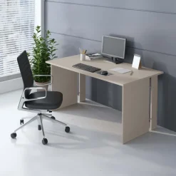 Scrivania ufficio angolare 228x198cm con cassettiera beige cashmere noce Woody