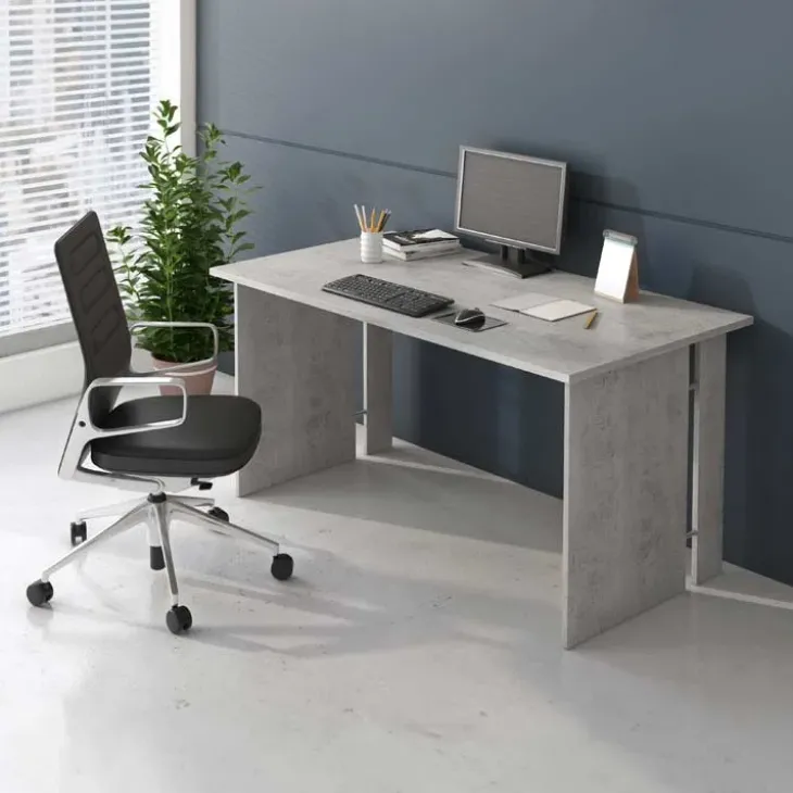 Scrivania ufficio moderna 150x78cm cemento Woody