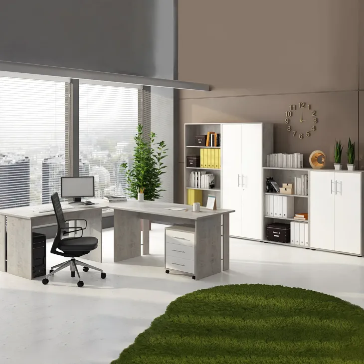 Scrivania ufficio moderna 150x78cm cemento Woody