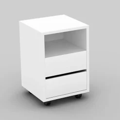 Scrivania ufficio moderna 130x50cm cassettiera bianco opaco Callum