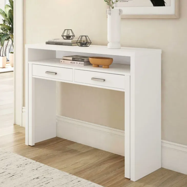 Scrivania ufficio salvaspazio moderna 99x71cm bianco opaco Eva