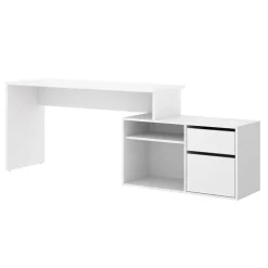 Scrivania ufficio salvaspazio moderna 230x51cm bianco opaco Teddy
