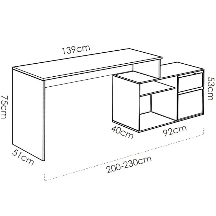 Scrivania ufficio salvaspazio moderna 230x51cm bianco opaco Teddy
