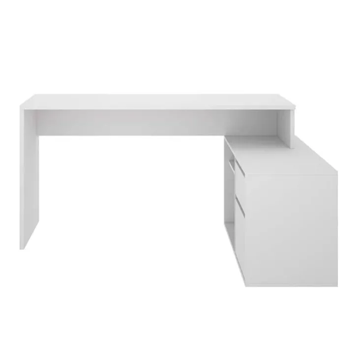 Scrivania ufficio salvaspazio moderna 230x51cm bianco opaco Teddy