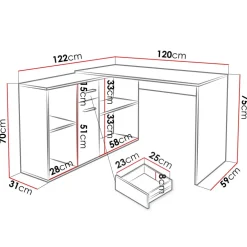 Scrivania ufficio 120x92cm angolare multiposizione nero Elisa