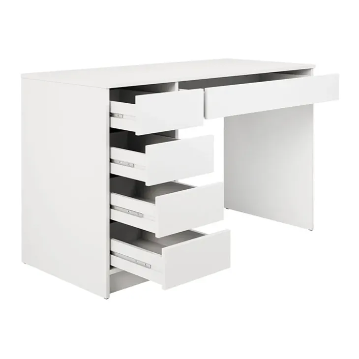 Scrivania ufficio 120x55cm 5 cassetti bianco opaco Blackpool