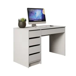 Scrivania ufficio 120x55cm 5 cassetti bianco opaco Blackpool