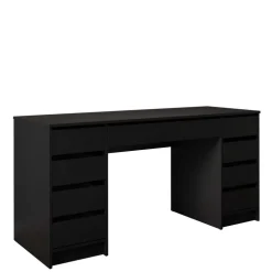 Scrivania ufficio 154x55cm 9 cassetti nero opaco Blackpool