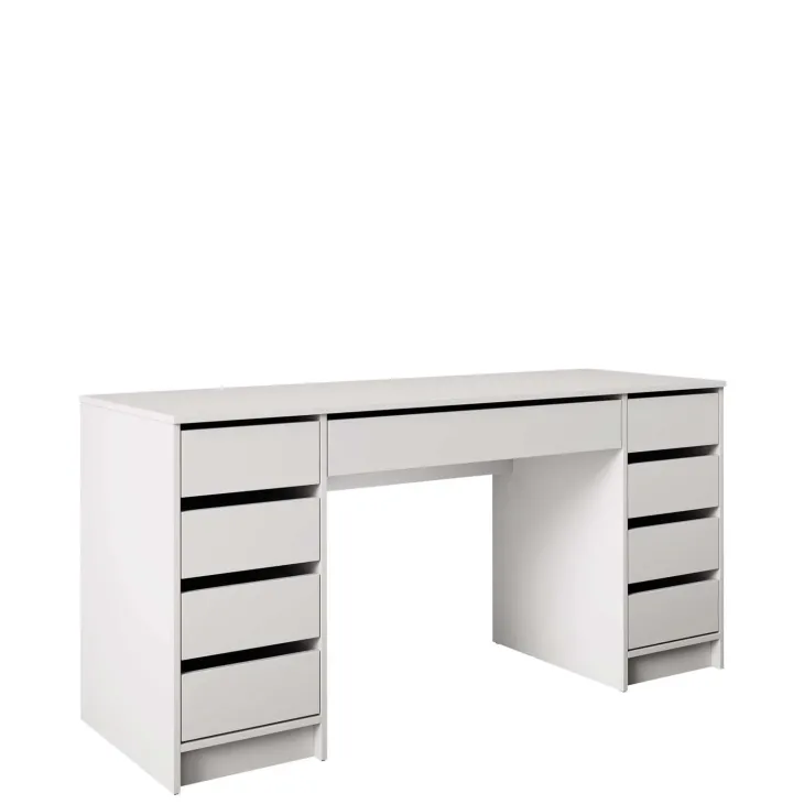 Scrivania ufficio 154x55cm 9 cassetti bianco opaco Blackpool