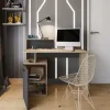 Scrivania ufficio 110x55cm con mobile contenitore grigio rovere chiaro Aldeia