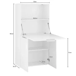 Scrivania 70x35cm a scomparsa salvaspazio bianco lucido Pinko