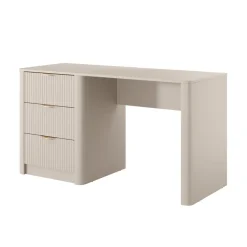 Scrivania 140x55cm 3 cassetti beige cannettato Ramis