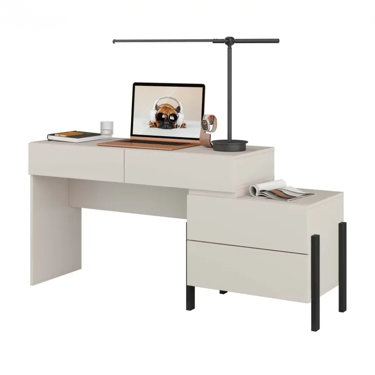 Scrivania 143x40cm con cassetti beige cashmere Simple