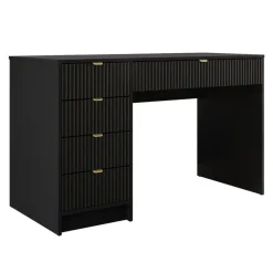 Scrivania 120x55cm con 5 cassetti cannettata nero Athena