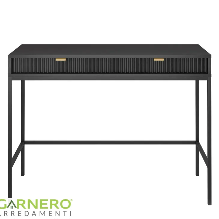 Scrivania 104x77cm consolle ingresso 2 cassetti moderna nero Alisa