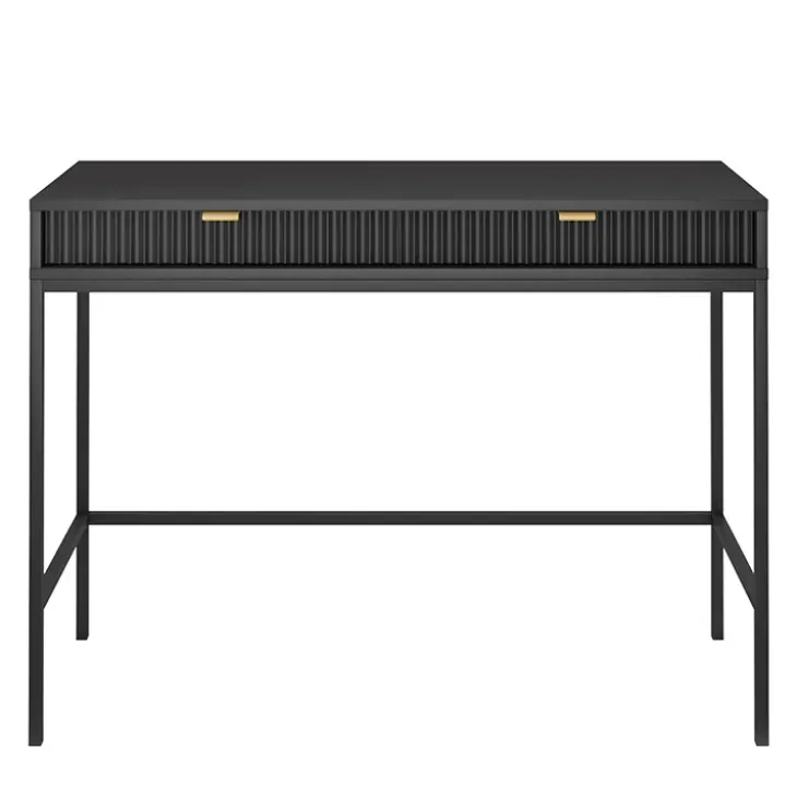 Scrivania 104x77cm consolle ingresso 2 cassetti moderna nero Alisa