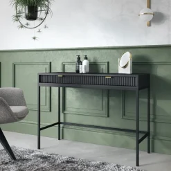 Scrivania 104x77cm consolle ingresso 2 cassetti moderna nero Alisa