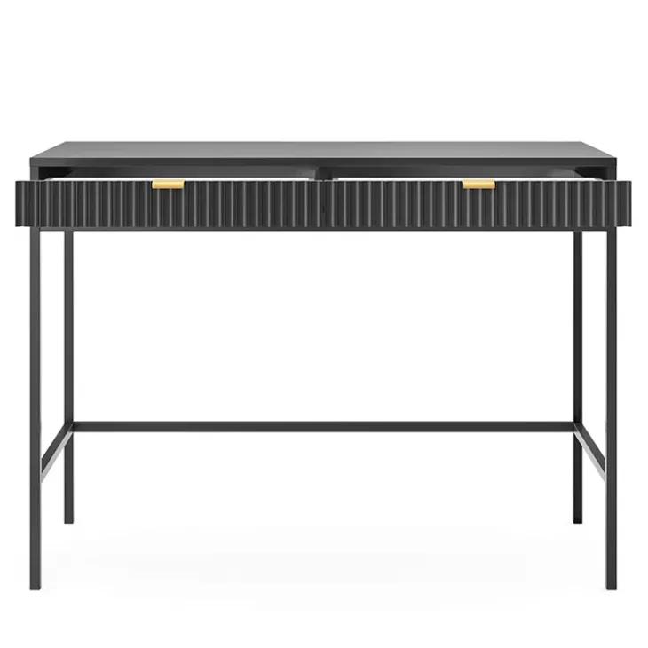 Scrivania 104x77cm consolle ingresso 2 cassetti moderna nero Alisa