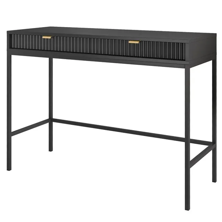 Scrivania 104x77cm consolle ingresso 2 cassetti moderna nero Alisa