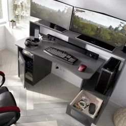 Scrivania 154x69cm gaming salvaspazio moderna grafite Seneca
