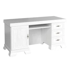 Scrivania 148x60cm shabby 3 cassetti bianco frassinato Kelly
