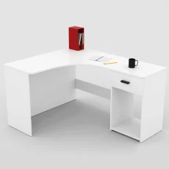 Scrivania 155x125cm ufficio angolare salvaspazio bianco William