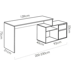 Scrivania 139x92cm ufficio angolare moderna bianco opaco Teddy