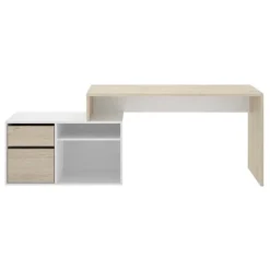 Scrivania 139x92cm ufficio angolare bianco rovere Teddy