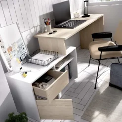 Scrivania 139x92cm ufficio angolare bianco rovere Teddy