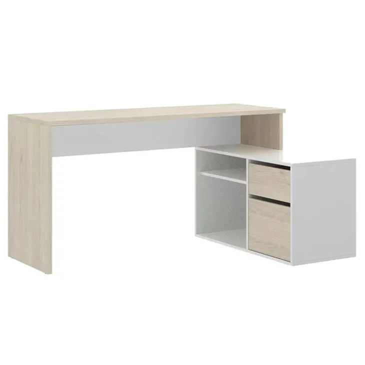 Scrivania 139x92cm ufficio angolare bianco rovere Teddy