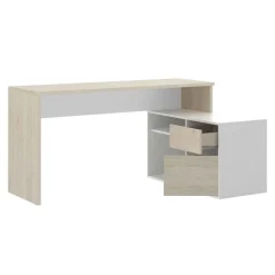 Scrivania 139x92cm ufficio angolare bianco rovere Teddy