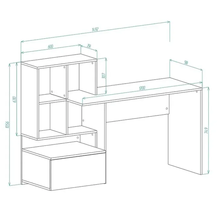 Scrivania 149x50cm ufficio moderna bianco rovere Jade Gihome®