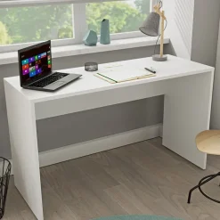 Scrivania 130x50cm ufficio moderna bianco opaco Callum