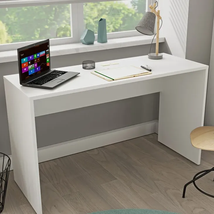Scrivania 130x50cm ufficio moderna bianco opaco Callum