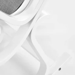 Sedia a dondolo in tessuto grigio legno bianco Hacchan
