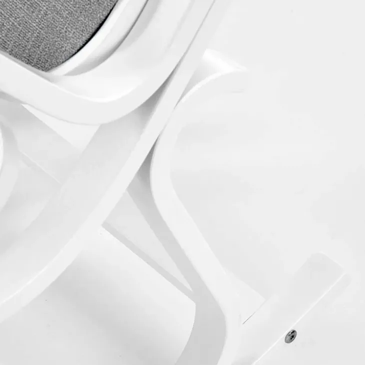 Sedia a dondolo in tessuto grigio legno bianco Hacchan