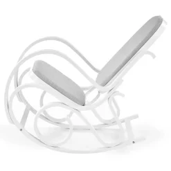 Sedia a dondolo in tessuto grigio legno bianco Hacchan