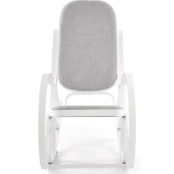 Sedia a dondolo in tessuto grigio legno bianco Hacchan