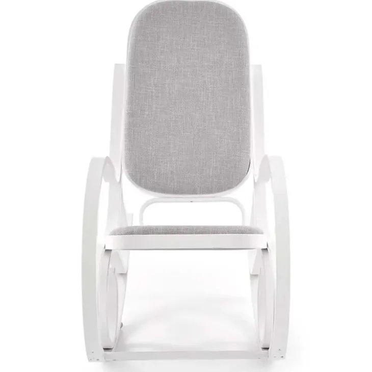 Sedia a dondolo in tessuto grigio legno bianco Hacchan
