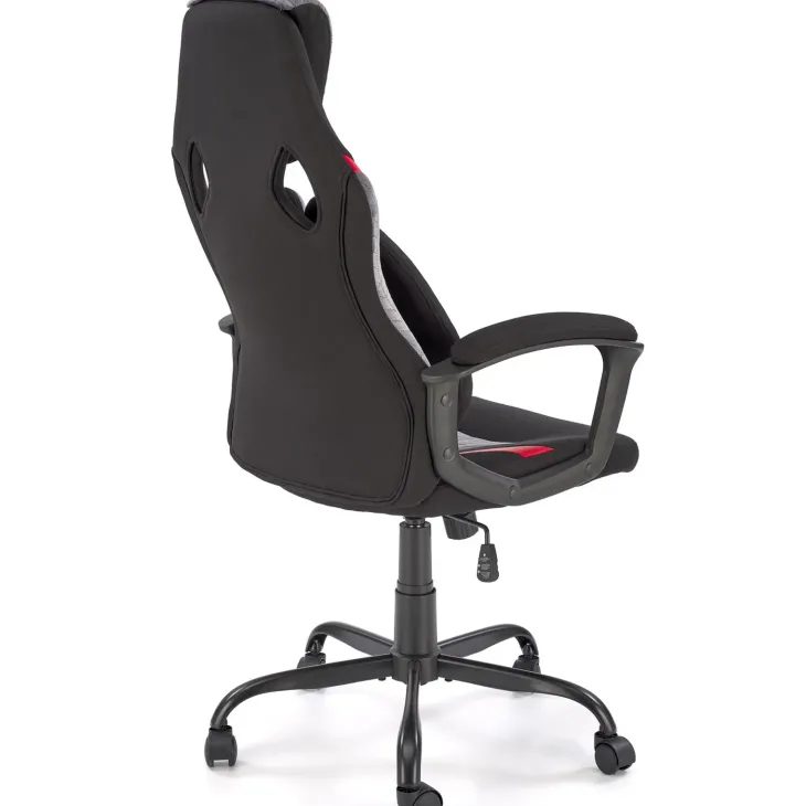 Sedia da gaming ergonomica con supporto lombare in tessuto grigio nero rosso Buzz