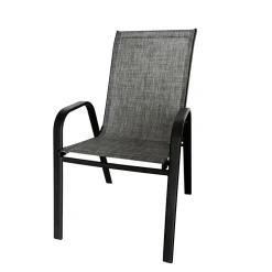 Sedia da giardino con braccioli impilabile in metallo nero e textilene antracite melange Nava