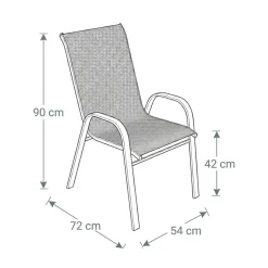 Sedia da giardino con braccioli impilabile in metallo nero e textilene antracite melange Nava
