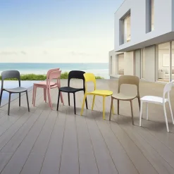 Sedia da giardino esterno bar dehors impilabile polipropilene tortora Halyard