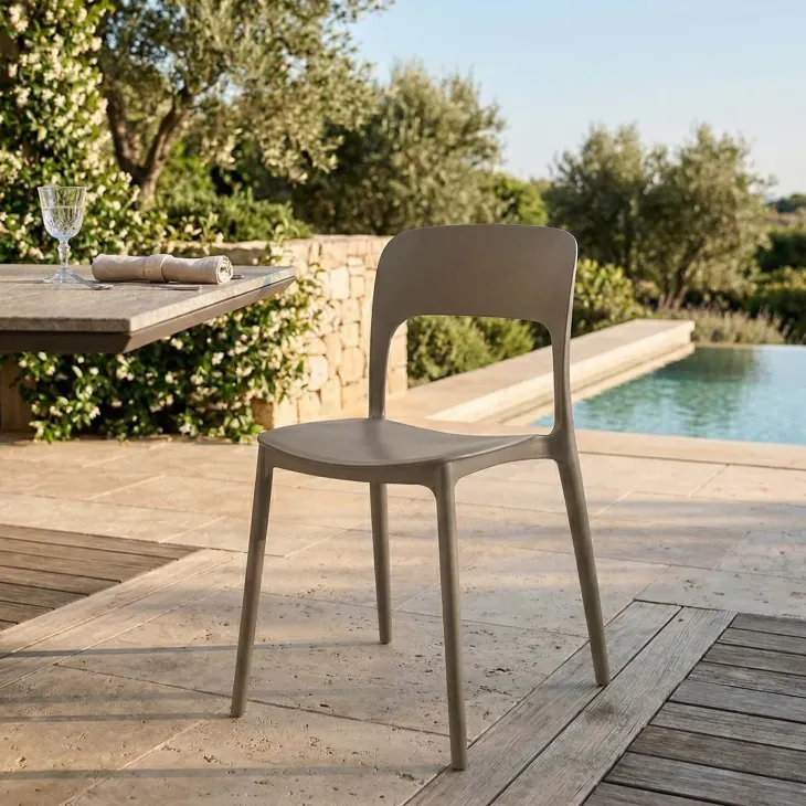 Sedia da giardino esterno bar dehors impilabile polipropilene tortora Halyard