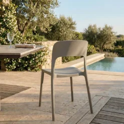 Sedia da giardino esterno bar dehors impilabile polipropilene tortora Halyard