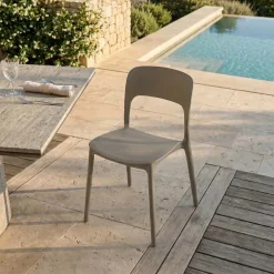 Sedia da giardino esterno bar dehors impilabile polipropilene tortora Halyard