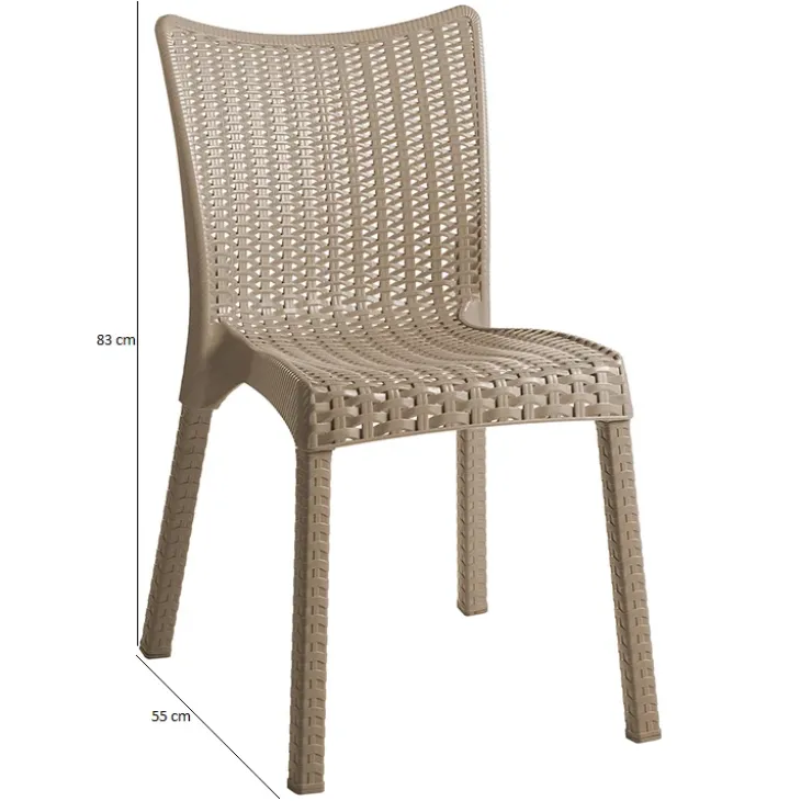 Sedia da giardino esterno bar impilabile polipropilene effetto rattan tortora Rossana