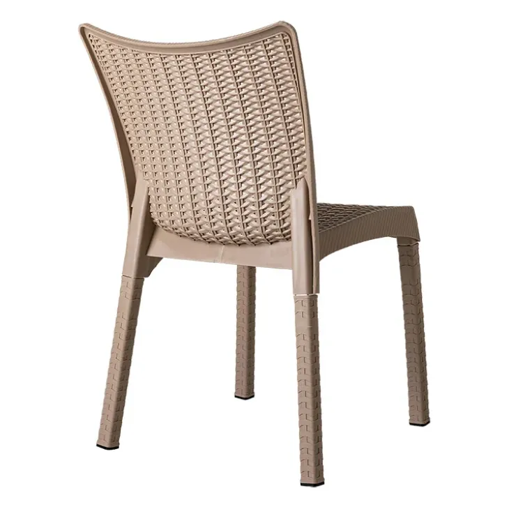 Sedia da giardino esterno bar impilabile polipropilene effetto rattan tortora Rossana