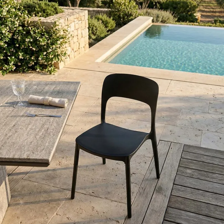 Sedia da giardino esterno bar dehors impilabile polipropilene nera Halyard
