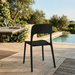 Sedia da giardino esterno bar dehors impilabile polipropilene nera Halyard